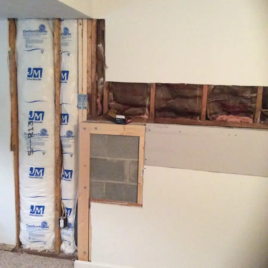Wall insulation replacement during Contents Cleaning & Restoration in New Hartford